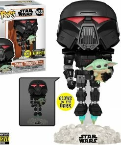 Funko New Arrivals Star Wars: The Mandalorian Dark Trooper With Grogu Glow-in-the-Dark Pop! Vinyl Figure - EE Exclusive